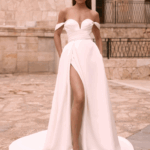 Robe col bateau, prestige avec fente
