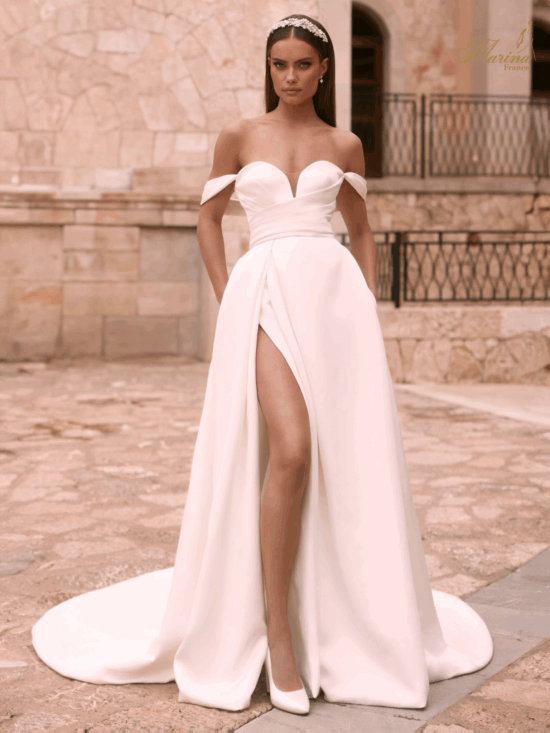 Robe col bateau, prestige avec fente