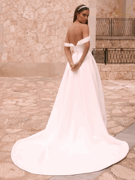 Robe col bateau, prestige avec fente