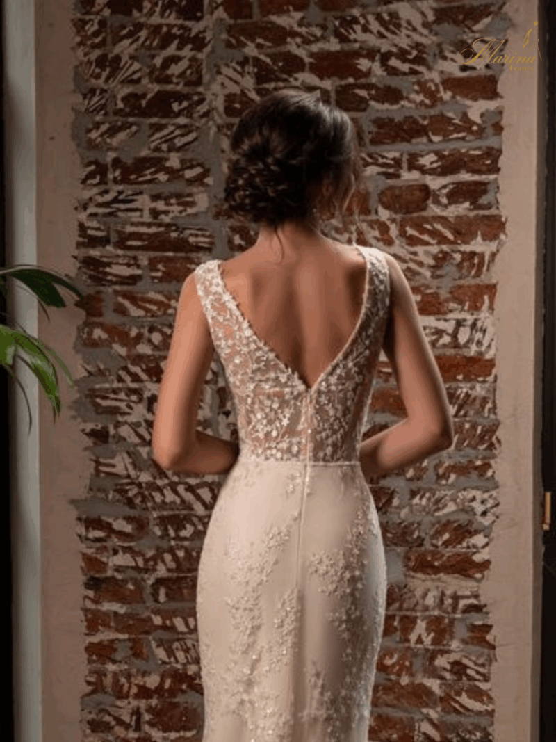 Robe sirène avec dentelle et Strasses