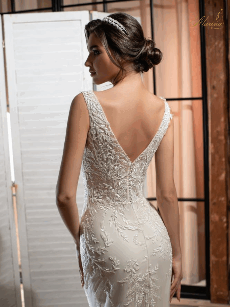 Robe sirène avec tulle et Strasses