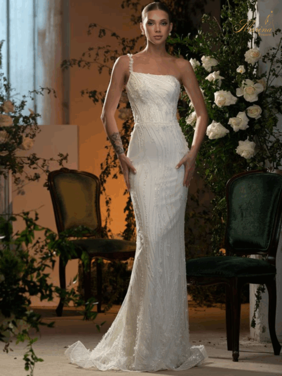 Robe sirène avec dentelle et dos en laçage