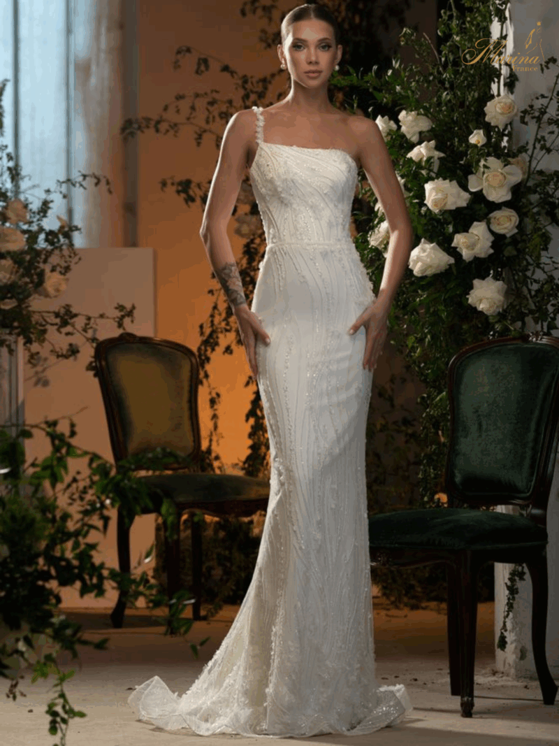 Robe sirène avec dentelle et dos en laçage