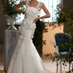 Robe sirene avec dentelle et dos à laçage