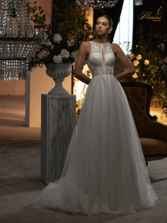 ROBE STRASSES ET DENTELLE AEVC TULLE PAILLETÉ
