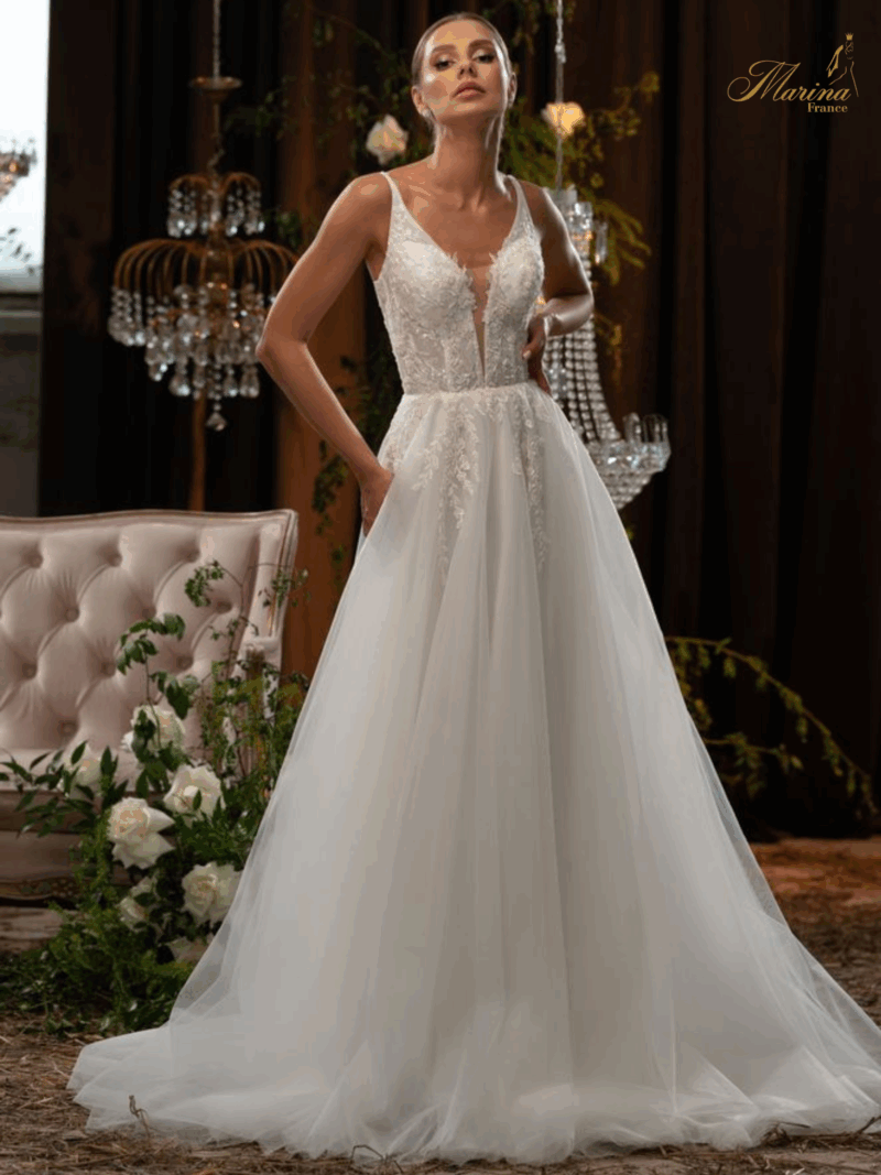 ROBE BUSTIER TULLE ET DENTELLE