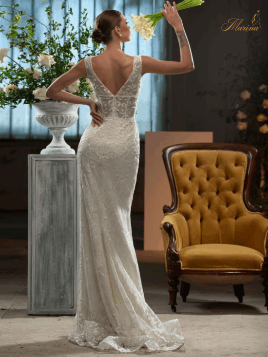 Robe sirène avec dentelle et Strasses