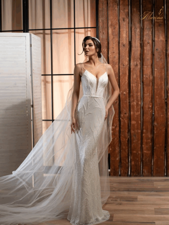 Robe sirène avec tulle et perles