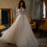 Robe princesse a paillettes, manches longues