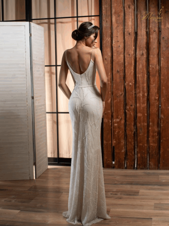 Robe sirène avec tulle et perles