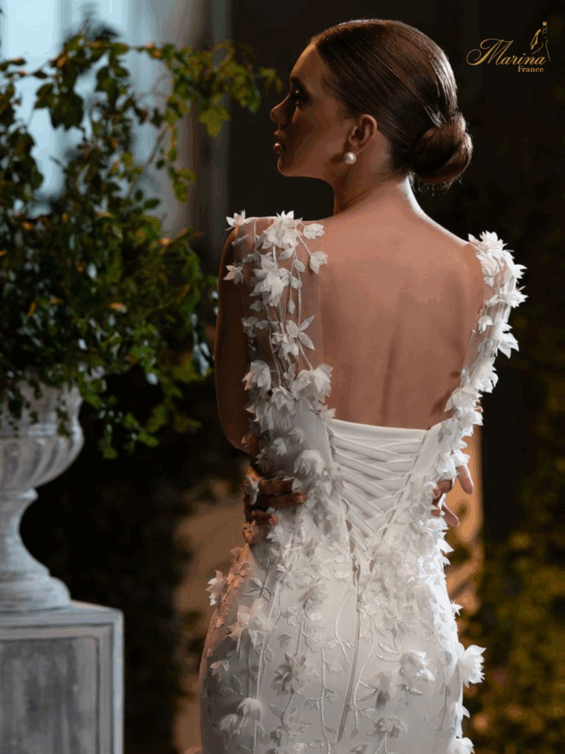 Robe sirene avec dentelle et dos à laçage