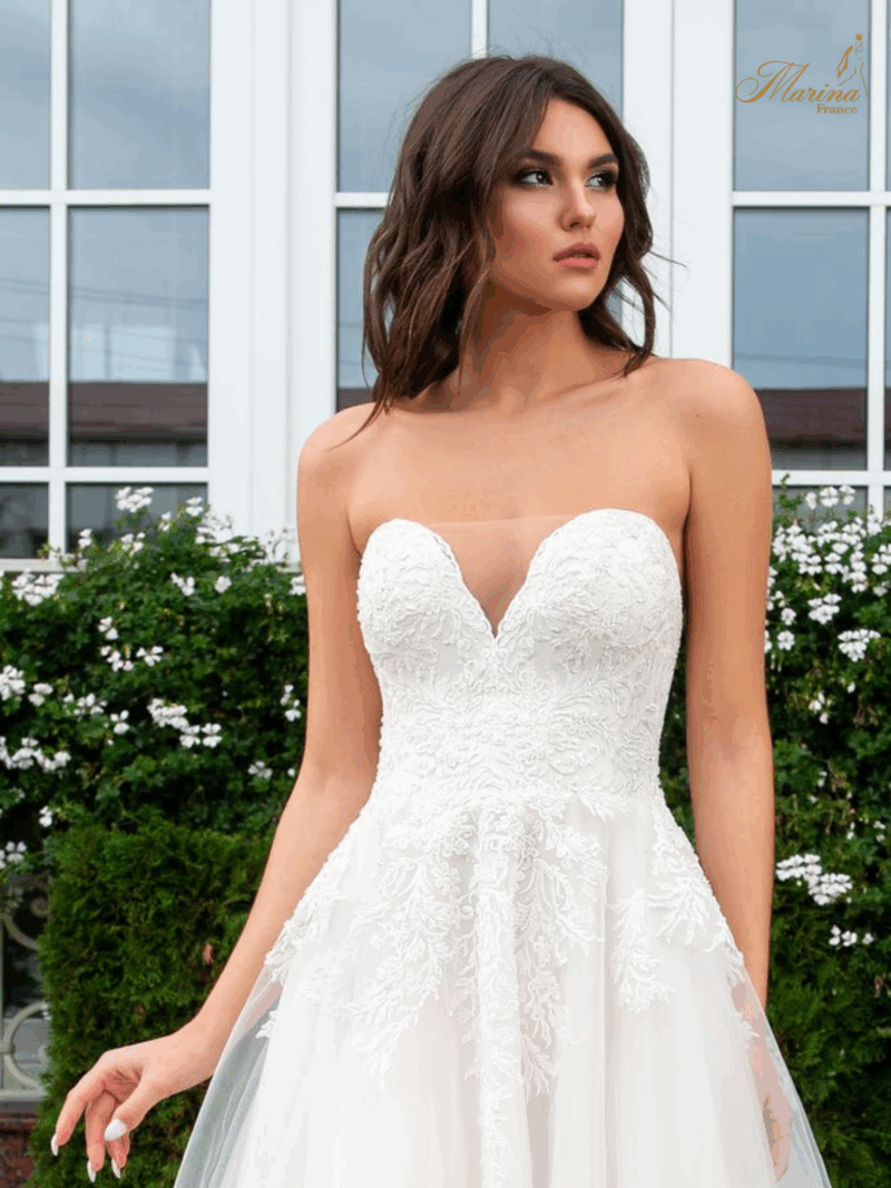 ROBE BUSTIER TULLE ET DENTELLE