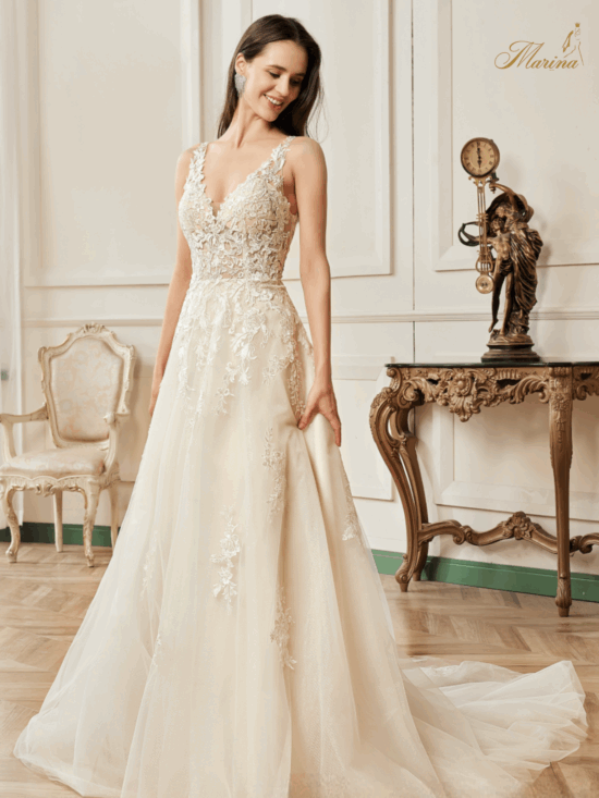 Robe princesse en tulle avec dentelle.