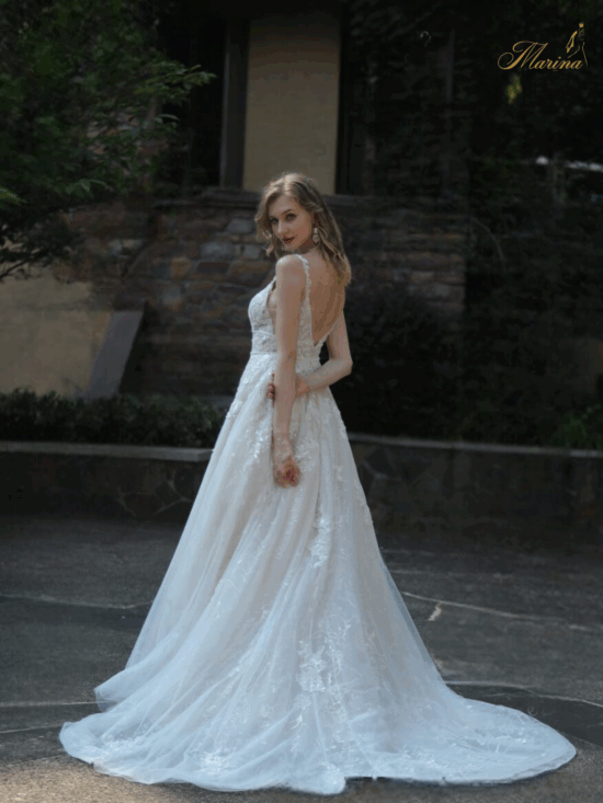 Robe princesse tulle et dentelle avec dos nu