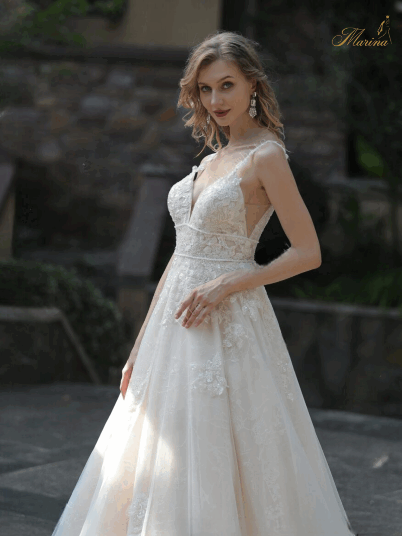 Robe princesse tulle et dentelle avec dos nu