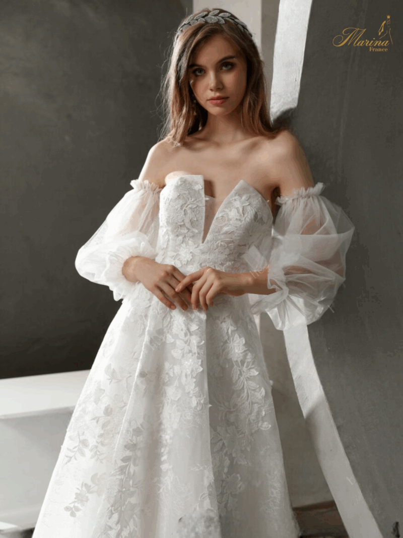 Robe bustier dentelle et tulle