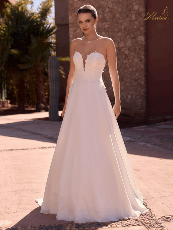 Robe bustier en crêpe avec dentelle