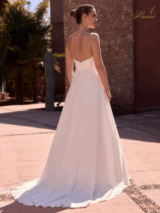 Robe bustier en crêpe avec dentelle