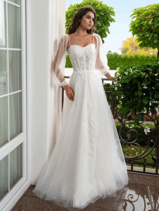 ROBE AVEC MANCHES ET BUSTIER ET DOS LACETS
