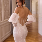 ROBE SIRÈNE BUSTIER AVEC TULLE